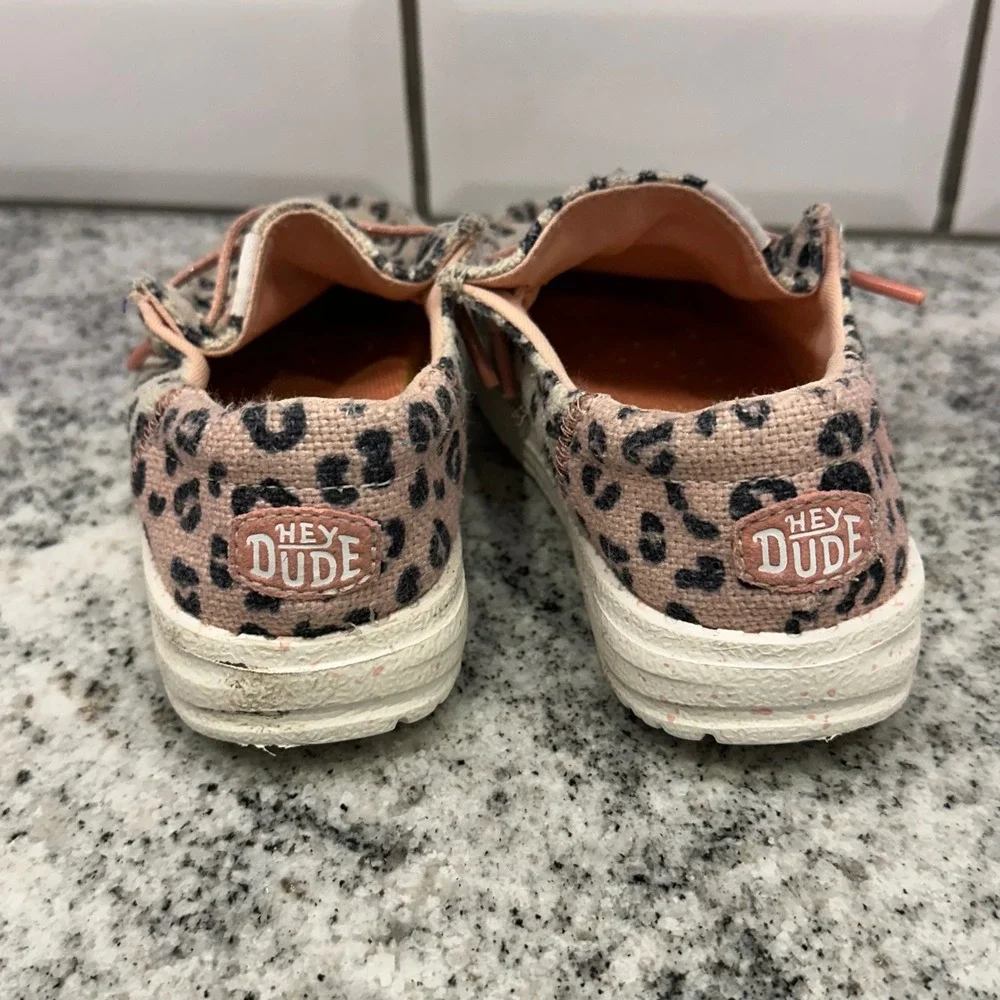 Hey Dude Toddler 8 Wendy Funk Leo Cream Pink Leopard Print Moccasin Shoes